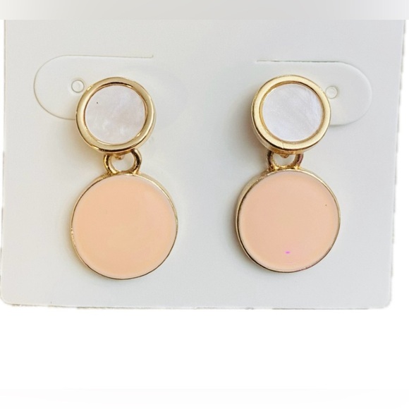 Drip Glazed Earrings - Peach, Ivory, Gold. - Picture 7 of 7